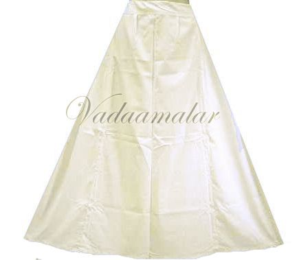Cream Half White Ready made Ready to Wear Saree Petticoat Inskirt PettyCoat Petticoats