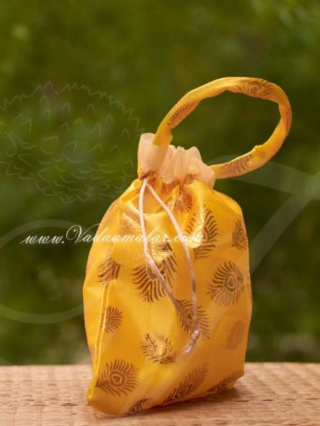 10 x 8  Potli Bag with wide golden lace Wedding Return Gift Buy Now