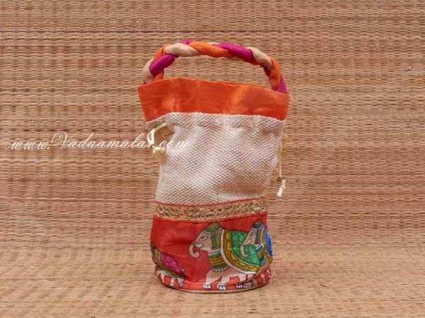 Wedding Return Gift Jute Pouch Potli Bag Thamboolam Bags - 10 x 7 Buy Now 