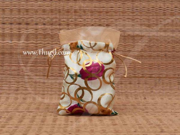 White Velvet Pouch Jewellery Pouch gold border bags pouches 7x5inches