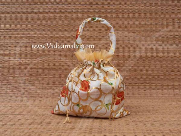  Potli Bag Velvet Cream Color Wedding Return Gift 10 x 5 inches  Buy Now