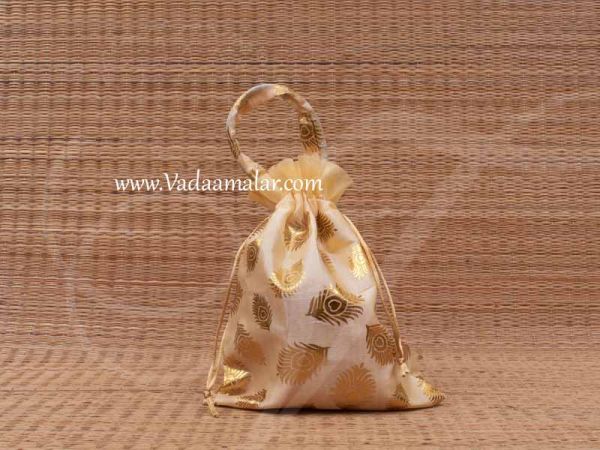  Potli Bag with wide golden lace Wedding Return Gift 10 x 8 inches  Buy Now