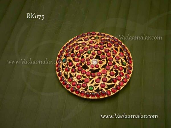 Hair choti red and green colour kemp stones hair ornament rakodi for Indian design