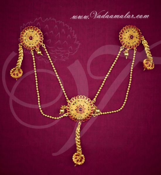 Antique Jhumki Design Jooda Kundan Hair Bun Chain Bridal Set indian weddings