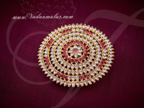Hair choti white and pink stones hair ornament rakodi for Indian design