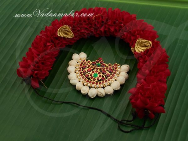 Indian Wedding Hair Jewellery with Red Color Flower Bharatanatyam Dances Buy Now