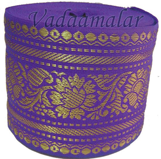 Purple thread work Border Roll Lace Saree Sari End Borders 