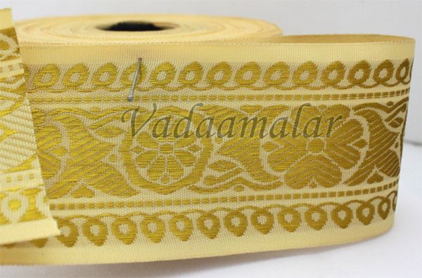 First quality Jari Border Cream Gold Colour Saree Sari Trim End Borders - 2.5 inches