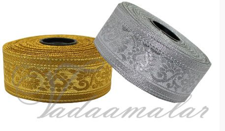 Buy online Saree Gold or Silver Border Roll Ribbon Lace Borders 100% polyster - 16 meters