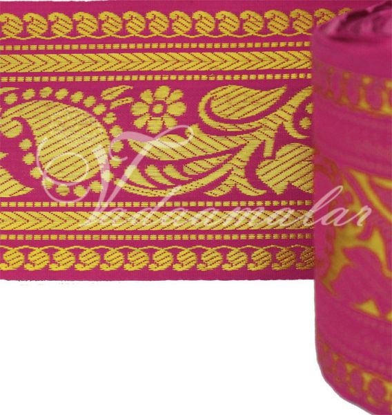 Buy Ethnic Zari Border Pink Gold Colour Saree Trims Borders - 3.5 inches
