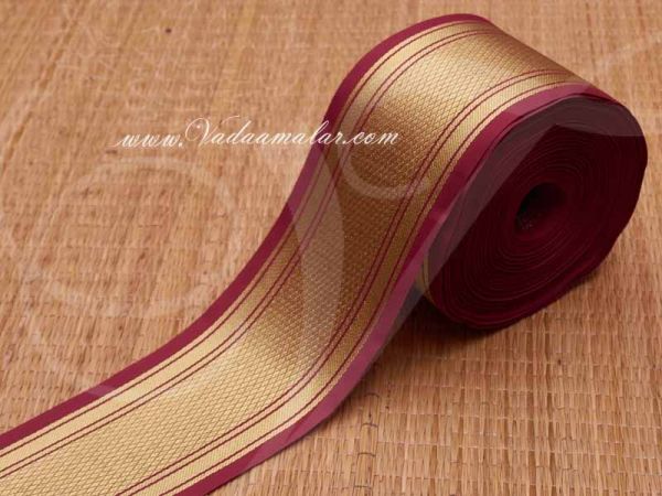 First quality Jari Border Maroon Gold Colour Saree Sari Trim End Borders - 3.5 inches