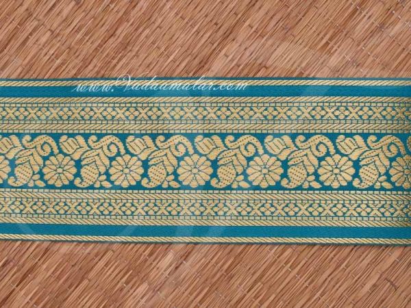 First quality Jari Border Blue Gold Colour Saree Sari Trim End Borders - 3.5 inches