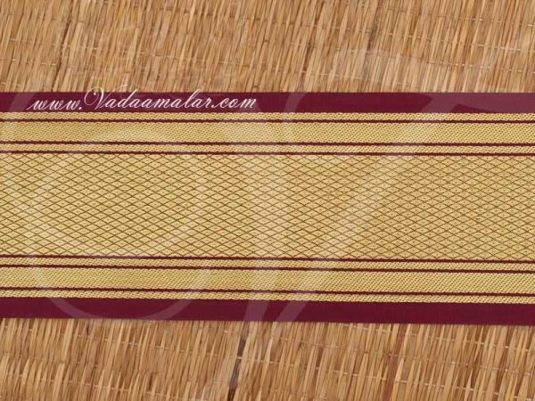 First quality Jari Border Maroon Gold Colour Saree Sari Trim End Borders - 4 inches
