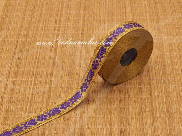 0.75 Purple Gold Trim Lace Buy online End Borders - 16 meters / 17.5 yards