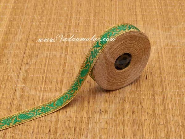 0.75 Green Gold Trim Lace Buy online End Borders - 16 meters / 17.5 yards