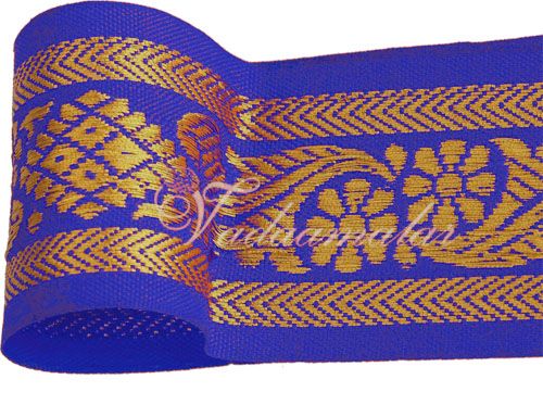 First quality Jari Border Blue Gold Colour Saree Sari Trim End Borders - 2.5 inches