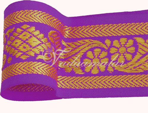 First quality Jari Border Purple Gold Colour Saree Sari Trim End Borders - 2.5 inches