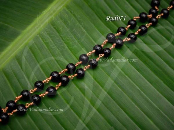 108 Black beads Copper Chain Black Malai 30 inches 