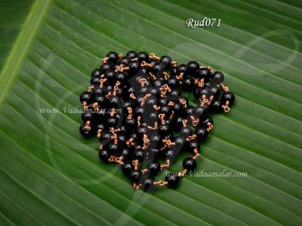 108 Black beads Copper Chain Black Malai 30 inches 