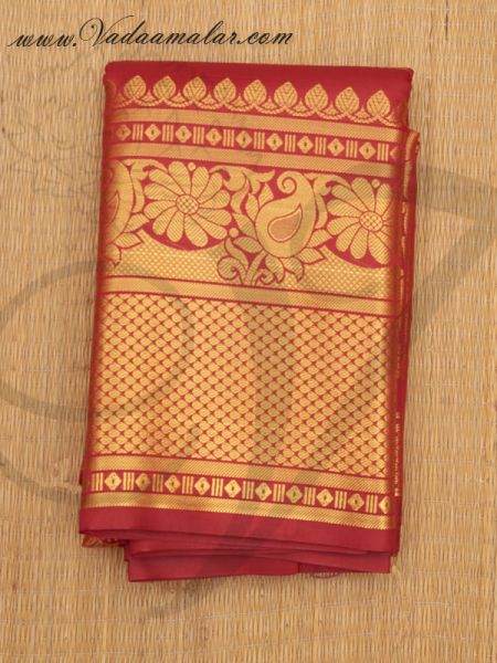 Poly Cotton Saree With Zari Border Traditional South Indian Sari