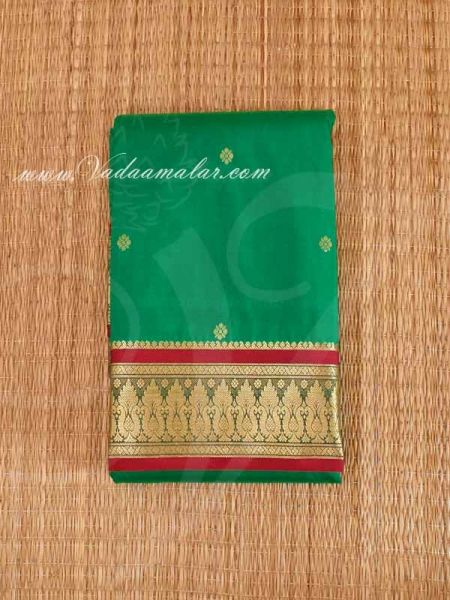 Green Poly Cotton Art Silk Saree With Zari Border Traditional Indian Sarees Online