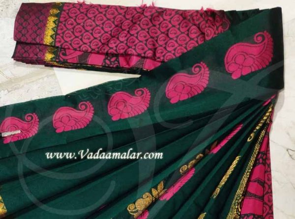 Saree Green With Pink Colour Art Silk Sari For Women Buy Now 6.2 Meter