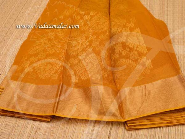 Mustard Saree With Blouse Piece Wide Border Gift Collection Buy Online