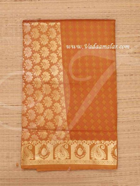  Saree With Blouse Piece Mustard with Gold Wide Border Gift Collection 