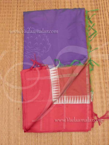 Purple Art Silk  Blend Saree With Blouse Piece Wide Border Buy Online
