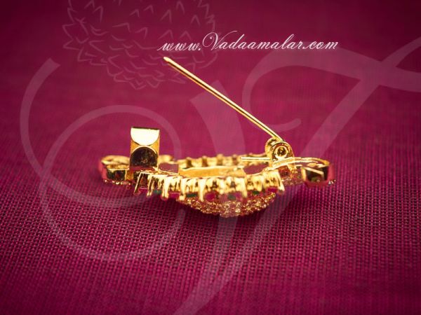 Saree Pins Gold plated Ruby Stone Gift Jewelry