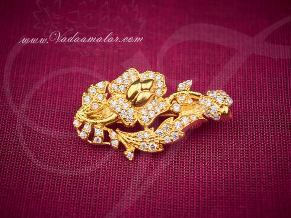 Saree Pins Gold plated  American Diamond Stone Gift Jewelry