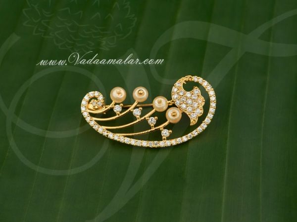 Saree Pins Gold plated American Diamond Stone Gift Jewelry