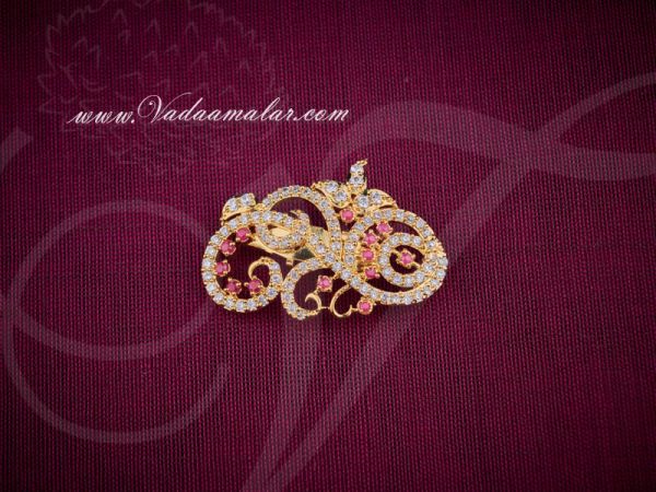 Saree Pins Gold plated Ruby Emerald Stone Gift Jewelry Buy Now