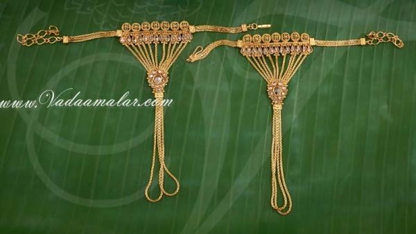 Antique Design Slave Bracelet Finger Rings Hand Jewellery for Brides Bangle with Fingerring