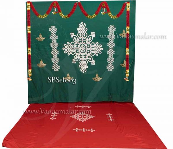Muggulu design Backdrop Decoration in Indian Theme DYI Kit - 5.5 x 5.5 feet