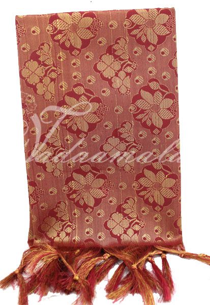 Maroon Poly Cotton Zari Brocade Shawl Gift Stole for Guests