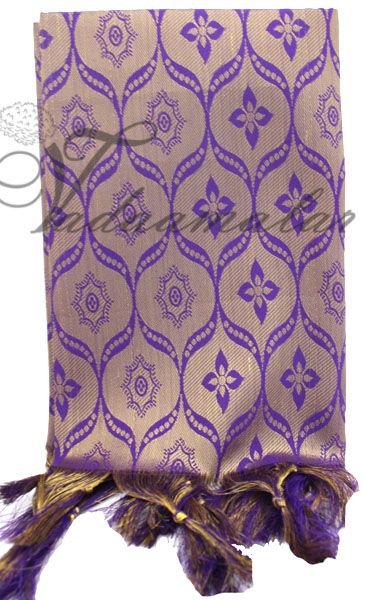 Purple Poly Cotton Zari Brocade Shawl Gift Stole for Guests