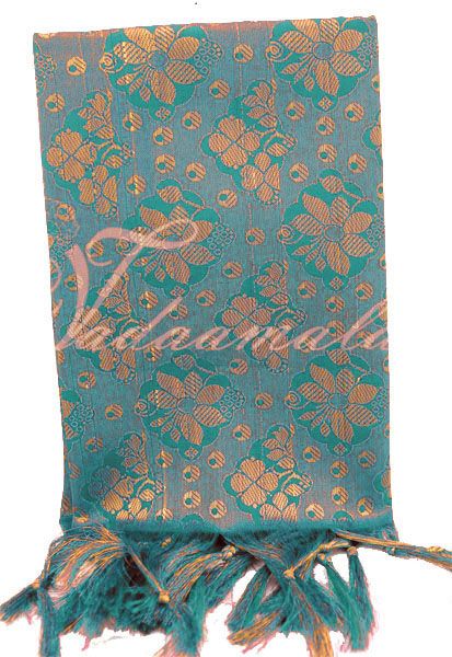 Turquoise Poly Cotton Zari Brocade Shawl Gift Stole for Guests