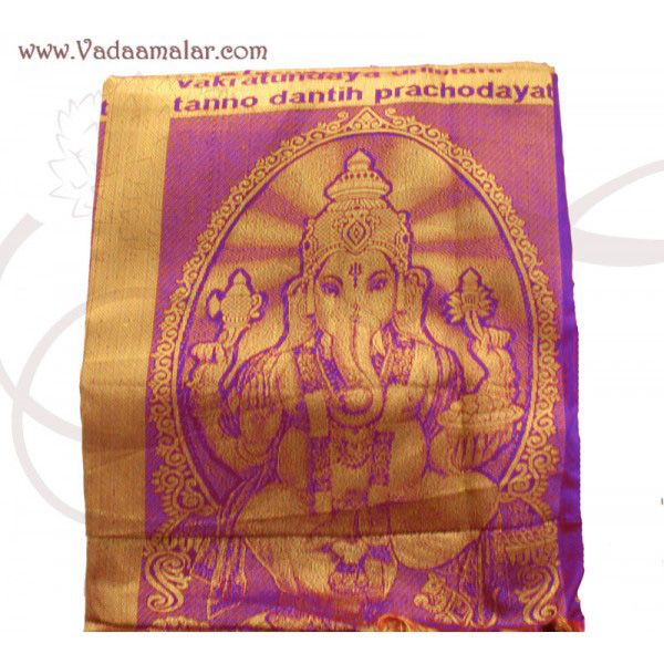 Ganesha Design Poly Cotton Zari Brocade Shawl Gift Stole for Guests Jacquard fabric wrap