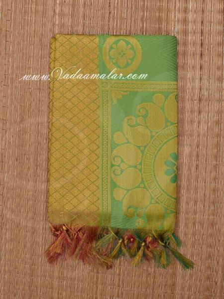 Green Color Poly Cotton Zari Brocade Shawl Gift Stole for Guests
