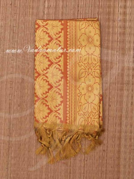 Orange Color Poly Cotton Zari Brocade Shawl Gift Stole for Guests