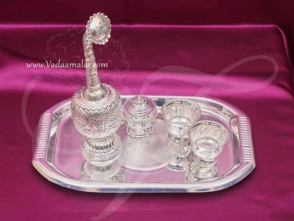 Paneer Chandan Kumkum Set - German Silver For Wedding Weclome Buy Online