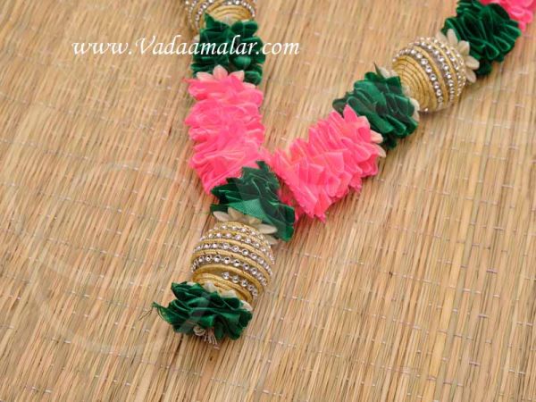 10 inches Maalai Small Deity Statue Garland Pink Colour Synthetic Garlands Buy Now