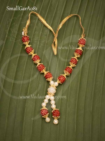 Garland Small Deity Statue Rudraksha Beads Necklace Maalai 4 inches (2 Pieces)