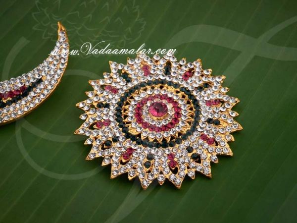 Sun and Moon Jewellery Hindu God Hair Ornament Chanran Sooriyan 3.5