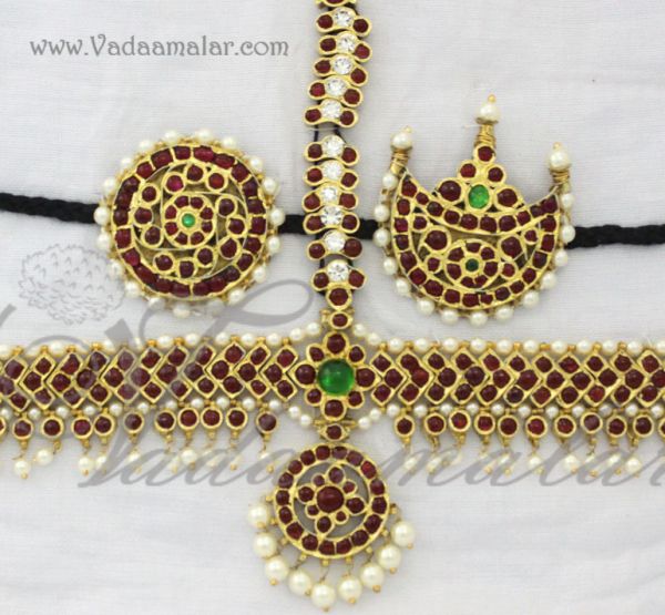 Real Original Temple Jewelry Hair Set Sun and Moon for Bharatanatyam Dance