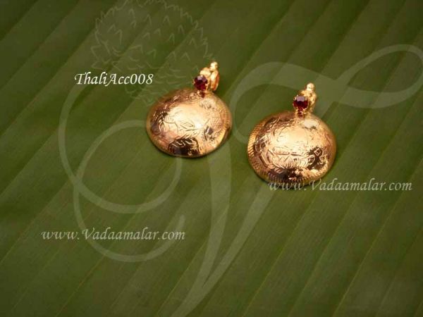 Gold Plated Pottu for ThiruMangalyam Wedding Thali for Bride 2 pieces