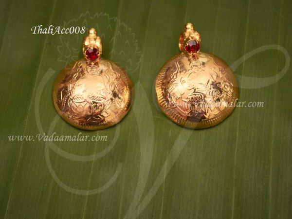 Gold Plated Pottu for ThiruMangalyam Wedding Thali for Bride 2 pieces