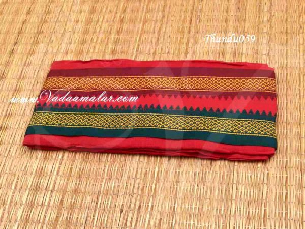 RED - Pure Cotton Angavastram for Dhoti Thundu Towel Mens Buy Now