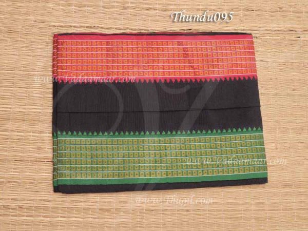 Red with Green Border Black Cotton Angavastram Iyappan Thundu  